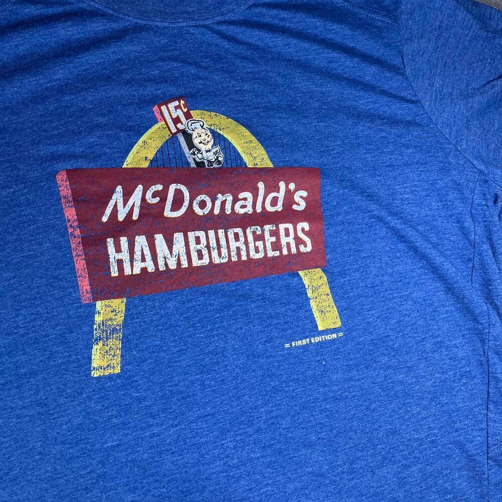 Vintage McDonald's Hamburgers Blue Graphic T-Shirt Youth Large - Picture 2 of 4